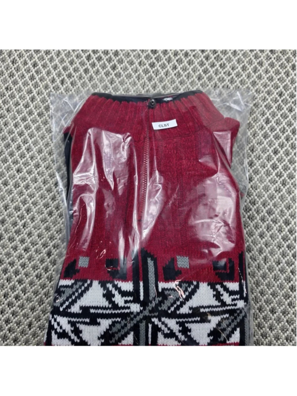 Vintage Southpole 1/4 Zip Sweater XL Red Black Nordic Knit Pullover Y2K